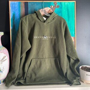 Y2K Forest Green Whale Grand Manan Islands Hoodie Large